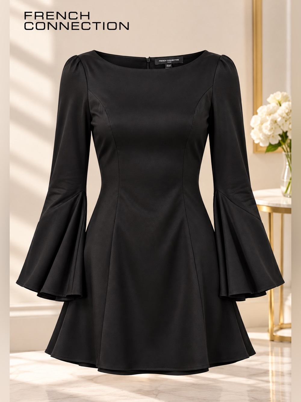NWT French Connection Black Satin Mini Dress